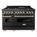 ZLINE Autograph 48 in. Range with Gas Burner and Electric Oven In Black Stainless Steel and Gold Accents RABZ-48-G