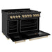 ZLINE Autograph 48 in. Range with Gas Burner and Electric Oven In Black Stainless Steel and Gold Accents RABZ-48-G