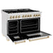 ZLINE Autograph 48 in. Range with Gas Burner and Electric Oven In DuraSnow Stainless Steel with Gold Accents RASZ-SN-48-G