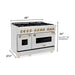 ZLINE Autograph 48 in. Range with Gas Burner and Electric Oven In DuraSnow Stainless Steel with Gold Accents RASZ-SN-48-G