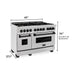 ZLINE Autograph 48 in. Range with Gas Burner and Electric Oven In DuraSnow Stainless Steel with Matte Black Accents RASZ-SN-48-MB