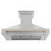 ZLINE Autograph 48 Inch DuraSnow Stainless Steel Range Hood with DuraSnow Shell and Gold Handle 8654SNZ-48-G