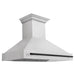 ZLINE Autograph 48 Inch DuraSnow Stainless Steel Range Hood with DuraSnow Shell and Matte Black Handle 8654SNZ-48-MB