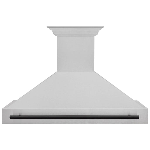 ZLINE Autograph 48 Inch DuraSnow Stainless Steel Range Hood with DuraSnow Shell and Matte Black Handle 8654SNZ-48-MB