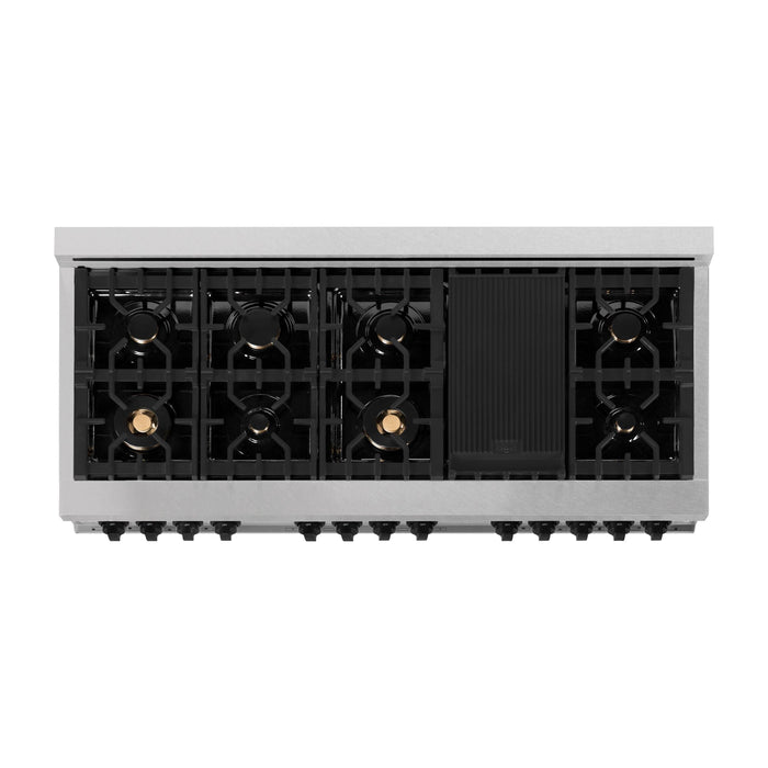 ZLINE Autograph 60 In. 7.4 cu. ft. Dual Fuel Range in DuraSnow® Stainless Steel with Matte Black Accents, RASZ-SN-60-MB