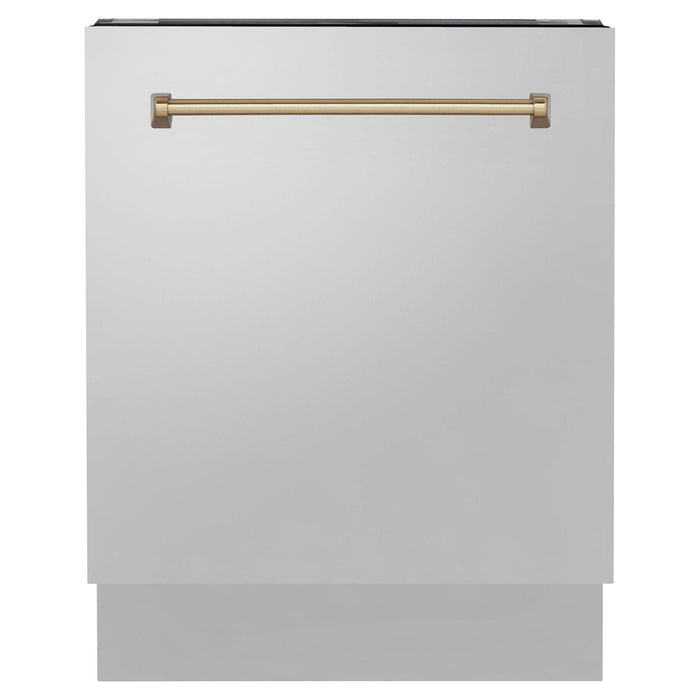 ZLINE Autograph Bronze Package - 36 in. Rangetop, 36 in. Range Hood, Dishwasher, Built-In Refrigerator, Microwave Drawer