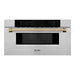 ZLINE Autograph Bronze Package - 36 in. Rangetop, 36 in. Range Hood, Dishwasher, Built-In Refrigerator, Microwave Drawer