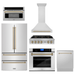 ZLINE Autograph Bronze Package - 36 in. Rangetop, 36 in. Range Hood, Dishwasher, Refrigerator, Microwave Oven, Wall Oven