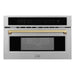 ZLINE Autograph Bronze Package - 36 in. Rangetop, 36 in. Range Hood, Dishwasher, Refrigerator, Microwave Oven, Wall Oven