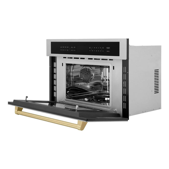 ZLINE Autograph Bronze Package - 36 in. Rangetop, 36 in. Range Hood, Dishwasher, Refrigerator with External Water and Ice Dispenser, Microwave Oven