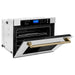 ZLINE Autograph Bronze Package - 36 in. Rangetop, 36" Range Hood, Dishwasher, Built-In Refrigerator, Microwave Oven, Wall Oven