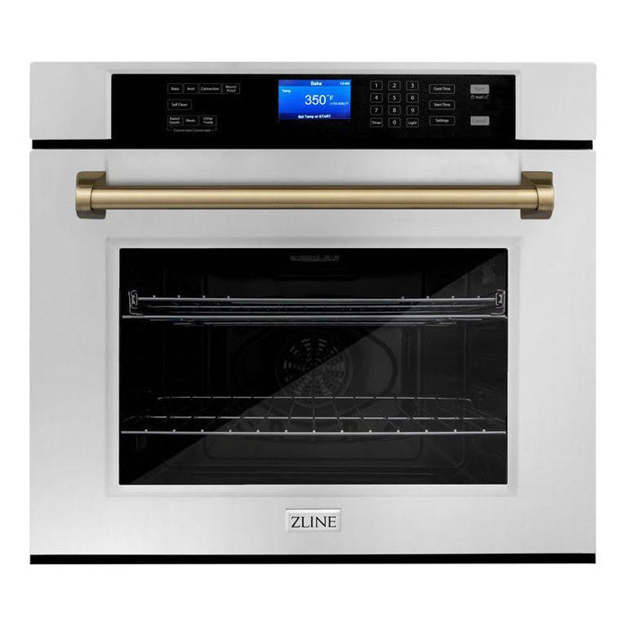 ZLINE Autograph Bronze Package - 48 in. Rangetop, 48 in. Range Hood, Dishwasher, Built-In Refrigerator, Microwave Oven, Wall Oven