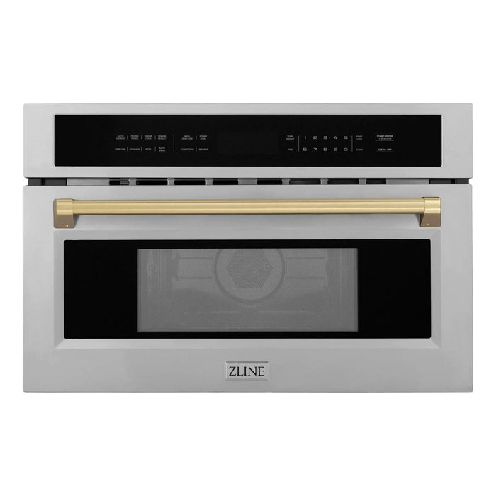 ZLINE Autograph Bronze Package - 48 in. Rangetop, 48 in. Range Hood, Dishwasher, Refrigerator, Microwave Oven, Wall Oven