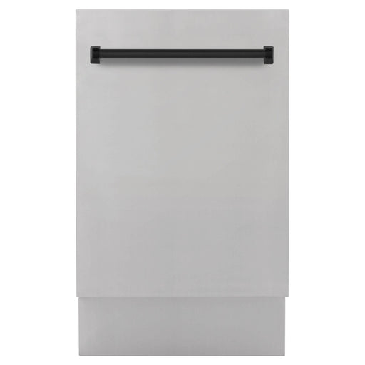 ZLINE Autograph Edition 18 in. Dishwasher in Stainless Steel with Matte Black Handle, DWVZ-304-18-MB