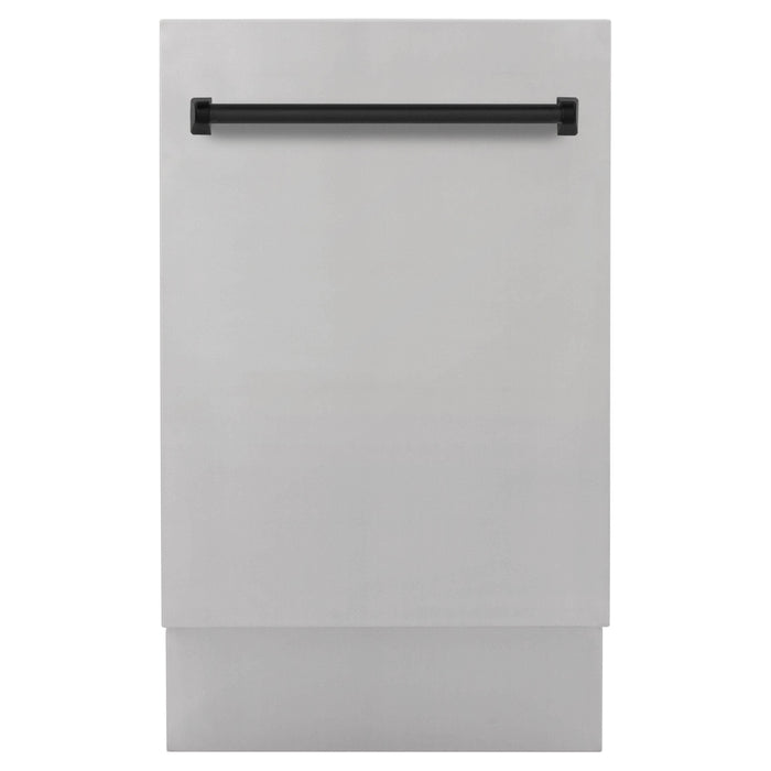 ZLINE Autograph Edition 18 in. Dishwasher in Stainless Steel with Matte Black Handle, DWVZ-304-18-MB