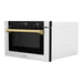 ZLINE Autograph Edition 24" 1.2 cu. ft. Built-in Microwave Drawer with a Traditional Handle In Stainless Steel and Gold Accents MWDZ-1-H-G