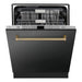 ZLINE Autograph Edition 24 In. 3rd Rack Top Touch Control Tall Tub Dishwasher in Black Stainless Steel with Champagne Bronze Handle, DWMTZ-BS-24-CB