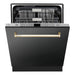 ZLINE Autograph Edition 24 In. 3rd Rack Top Touch Control Tall Tub Dishwasher in Black Stainless Steel with Gold Handle, DWMTZ-BS-24-G