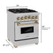 ZLINE Autograph Edition 24 in. Range with Gas Burner and Gas Oven in DuraSnow® Stainless Steel with Champagne Bronze Accents, RGSZ-SN-24-CB