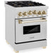 ZLINE Autograph Edition 24 in. Range with Gas Burner and Gas Oven in DuraSnow® Stainless Steel with Gold Accents, RGSZ-SN-24-G