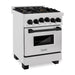 ZLINE Autograph Edition 24 in. Range with Gas Burner and Gas Oven in DuraSnow® Stainless Steel with Matte Black Accents, RGSZ-SN-24-MB