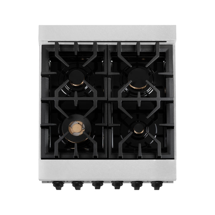 ZLINE Autograph Edition 24 in. Range with Gas Burner and Gas Oven in DuraSnow® Stainless Steel with Matte Black Accents, RGSZ-SN-24-MB