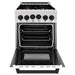 ZLINE Autograph Edition 24 in. Range with Gas Burner and Gas Oven in DuraSnow® Stainless Steel with White Matte Door and Matte Black Accents, RGSZ-WM-24-MB