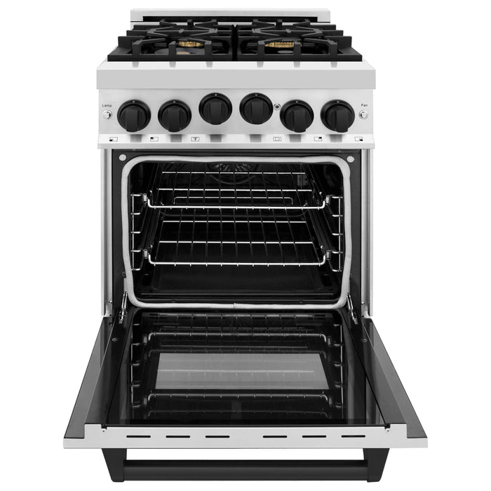 ZLINE Autograph Edition 24 in. Range with Gas Burner and Gas Oven in Stainless Steel with Matte Black Accents, RGZ-24-MB