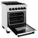 ZLINE Autograph Edition 24 in. Range with Gas Stove and Electric Oven In DuraSnow with White Matte Door and Matte Black Accents RASZ-WM-24-MB