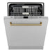 ZLINE Autograph Edition 24 in. Tall Dishwasher, Touch Control in DuraSnow® Stainless Steel with Champagne Bronze Handle, DWMTZ-SN-24-CB