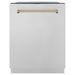 ZLINE Autograph Edition 24 In. Tall Dishwasher, Touch Control, in Stainless Steel with Champagne Bronze Handle, DWMTZ-304-24-CB