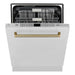 ZLINE Autograph Edition 24 In. Tall Dishwasher, Touch Control, in Stainless Steel with Champagne Bronze Handle, DWMTZ-304-24-CB