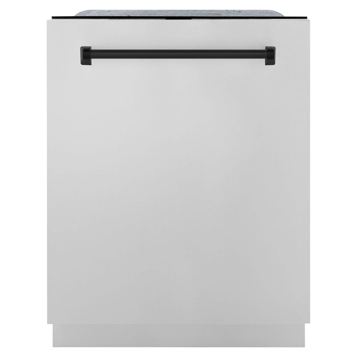 ZLINE Autograph Edition 24 In. Tall Dishwasher, Touch Control, in Stainless Steel with Matte Black Handle, DWMTZ-304-24-MB