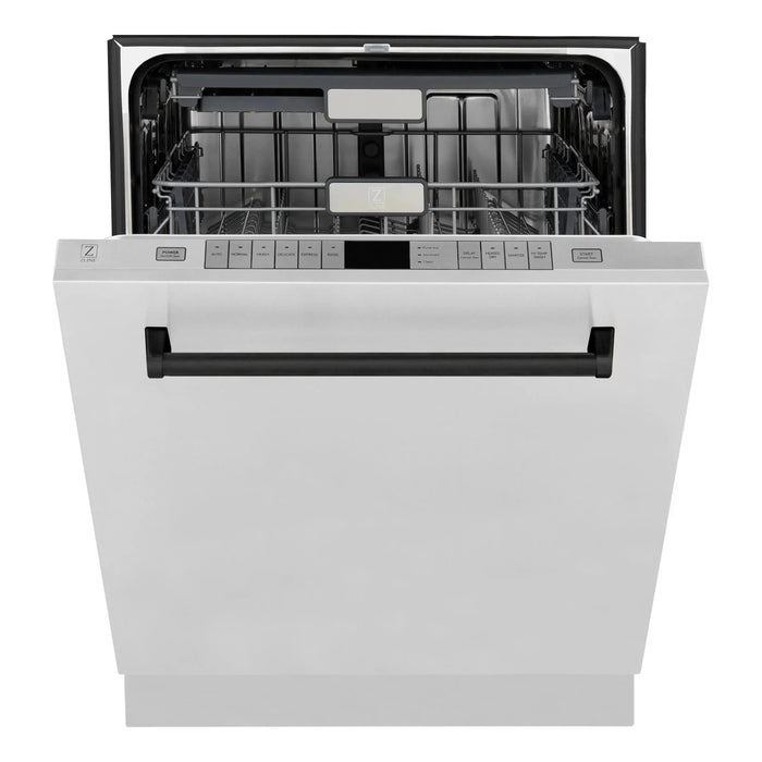 ZLINE Autograph Edition 24 In. Tall Dishwasher, Touch Control, in Stainless Steel with Matte Black Handle, DWMTZ-304-24-MB