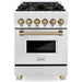 ZLINE Autograph Edition 24-Inch 2.8 cu. ft. Dual Fuel Range with Gas Stove and Electric Oven in Stainless Steel with Champagne Bronze Accents (RAZ-24-CB)