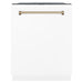 ZLINE Autograph Edition 24 inch Tall Dishwasher, Touch Control, in White Matte with Champagne Bronze Handle, DWMTZ-WM-24-CB