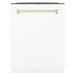 ZLINE Autograph Edition 24 inch Tall Dishwasher, Touch Control, in White Matte with Gold Handle, DWMTZ-WM-24-G