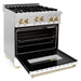 ZLINE Autograph Edition 30 in. 4.0 cu. ft. Dual Fuel Range with Gas Burner and Gas Oven with White Matte Door and Gold Accents RGZ-WM-30-G