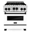 ZLINE Autograph Edition 30 in. 4.0 cu. ft. Gas Range In Stainless Steel with White Matte Door and Matte Black Accents RGZ-WM-30-MB