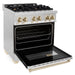 ZLINE Autograph Edition 30 in. 4.0 cu. ft. Range with Gas Burner and Electric Oven In Stainless Steel with Gold Accents RAZ-30-G