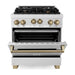 ZLINE Autograph Edition 30 in. 4.0 cu. ft. Range with Gas Burner and Gas Oven In DuraSnow Stainless Steel with Champagne Bronze Accents RGSZ-SN-30-CB