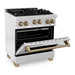 ZLINE Autograph Edition 30 in. 4.0 cu. ft. Range with Gas Burner and Gas Oven In DuraSnow Stainless Steel with Champagne Bronze Accents RGSZ-SN-30-CB