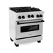 ZLINE Autograph Edition 30 in 4.0 cu. ft. Range with Gas Burner and Gas Oven In DuraSnow Stainless Steel with Matte Black Accents RGSZ-SN-30-MB