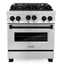 ZLINE Autograph Edition 30 in. 4.0 cu. ft. Range with Gas Burner and Gas Oven In Stainless Steel with Matte Black Accents RGZ-30-MB