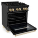 ZLINE Autograph Edition 30 In. 4.0 cu. ft. Range with Gas Stove and Electric Oven In Black Stainless Steel with Gold Accents RABZ-30-G