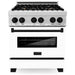 ZLINE Autograph Edition 30 in. 4.0 cu. ft. Range with Gas Stove and Electric Oven In DuraSnow with White Matte Door and Matte Black Accents RASZ-WM-30-MB