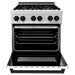 ZLINE Autograph Edition 30 in. 4.0 cu. ft. Range with Gas Stove and Electric Oven In DuraSnow with White Matte Door and Matte Black Accents RASZ-WM-30-MB