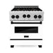 ZLINE Autograph Edition 30 in. 4.0 cu. ft. Range with Gas Stove and Gas Oven In DuraSnow with White Matte Door and Matte Black Accents RGSZ-WM-30-MB