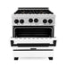 ZLINE Autograph Edition 30 in. 4.0 cu. ft. Range with Gas Stove and Gas Oven In DuraSnow with White Matte Door and Matte Black Accents RGSZ-WM-30-MB