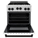 ZLINE Autograph Edition 30 in. 4.0 cu. ft. Range with Gas Stove and Gas Oven In DuraSnow with White Matte Door and Matte Black Accents RGSZ-WM-30-MB